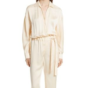 Vince Cross Front Jumpsuit In Buttercream